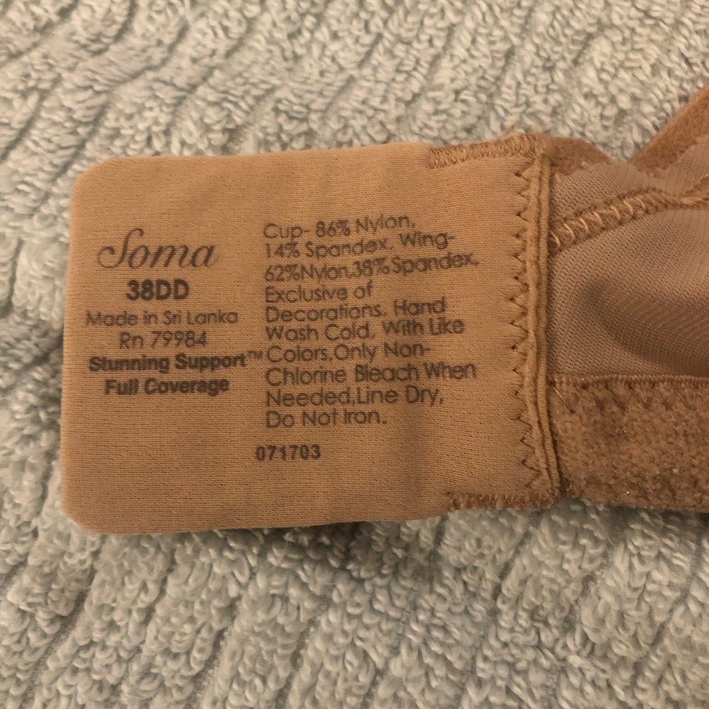 Soma Lace Detail Tan Bra Size 38 DD - Picture 4 of 4